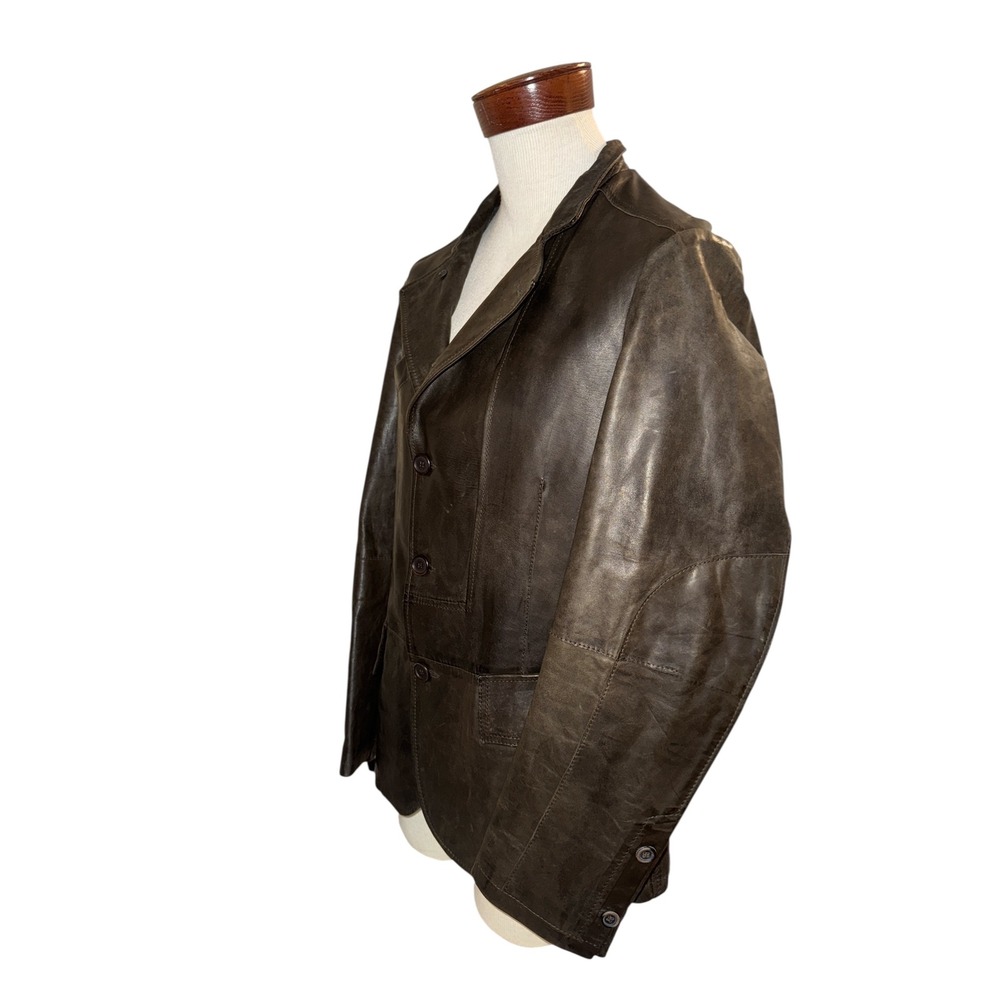 Henry Beguelin | Vintage Handmade Italian Leather Blazer Coat Brown Men's M/L - Picture 2 of 16